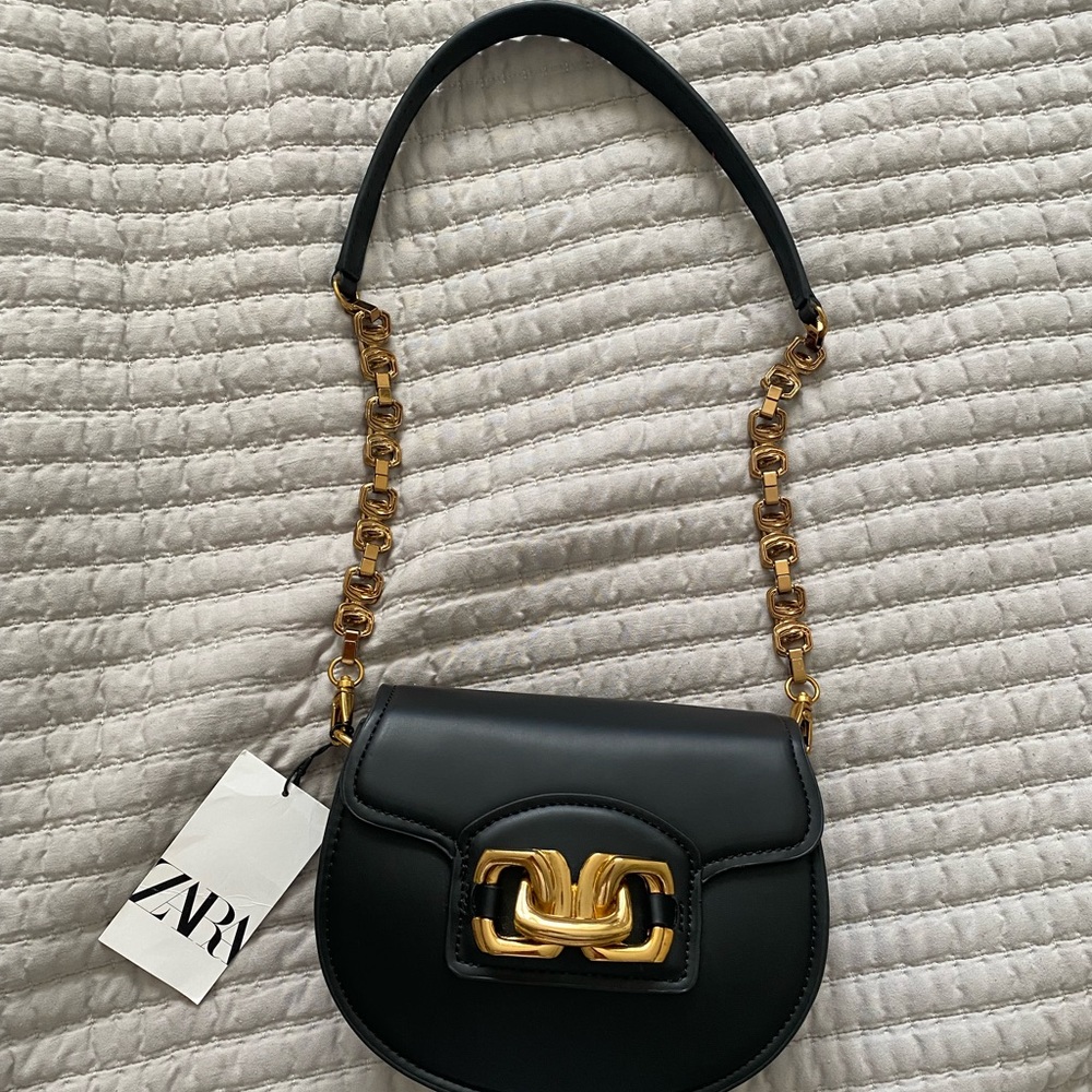 Zara fax leather black new with tag